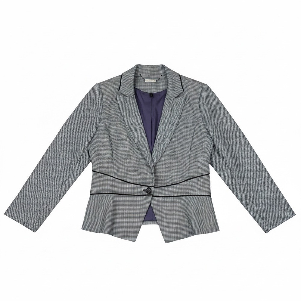 White House Black Market Houndstooth Peplum Blazer Jacket Black‎ White Size 10